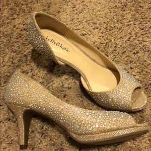 Kelly and Katie gold with jewels heels